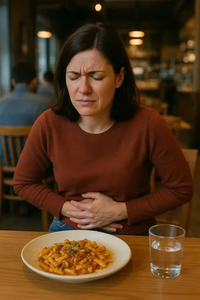 زنی با دل درد در رستوران